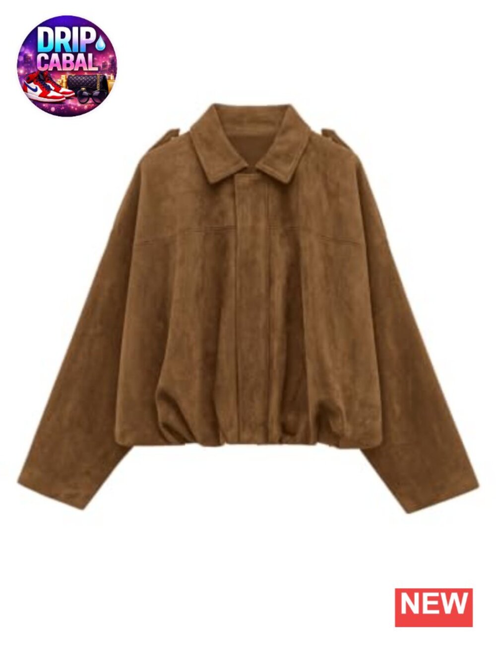 Faux Suede Cropped Bomber Jacket Batwing Sleeve Zip Fall Western